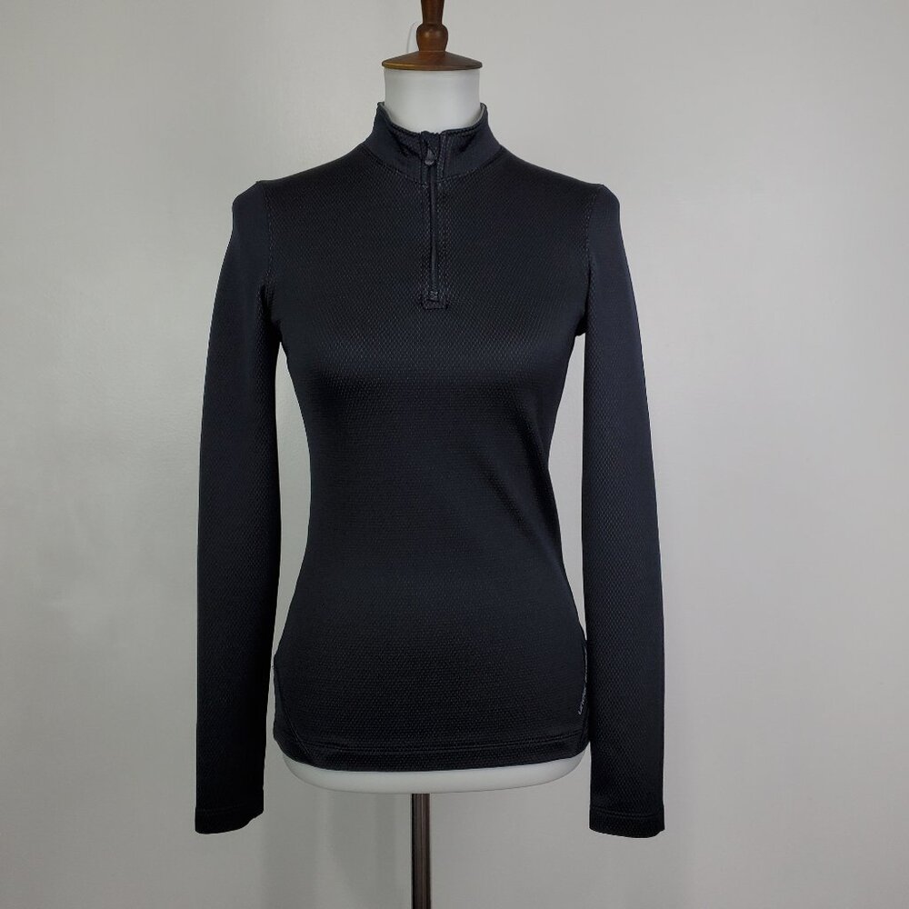 Under Armour Cold Gear Fitted Partial Zip Thumbhole Black Athletic Top Size S